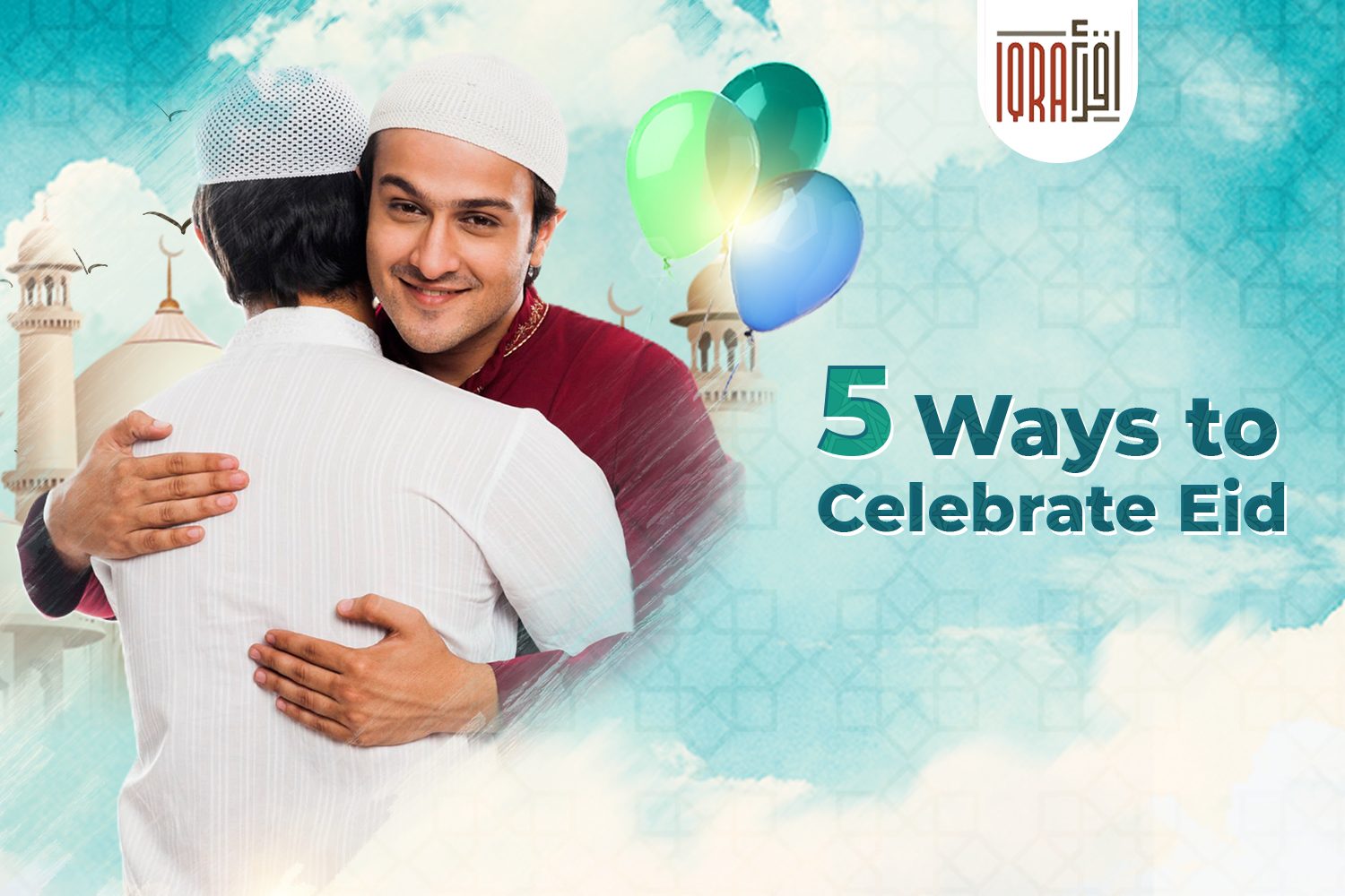 Father and son hug in Eid