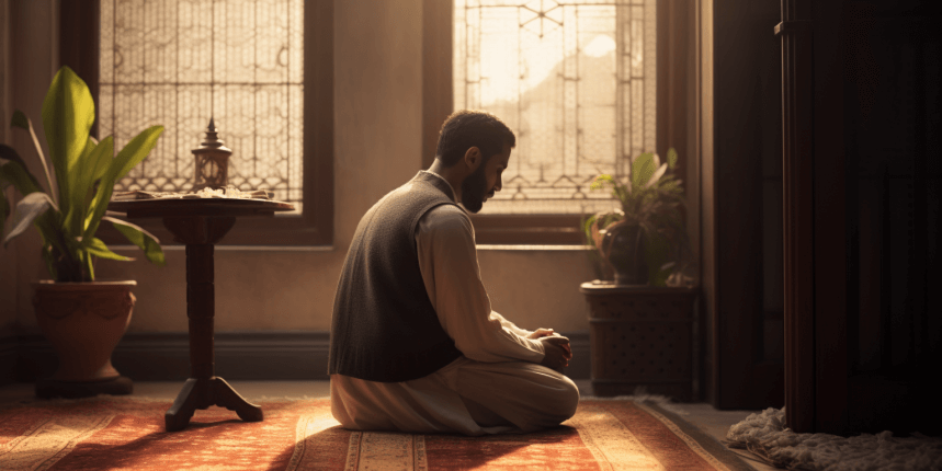 Individual offering the Duha prayer during the serene mid-morning, symbolizing spiritual elevation and connection to Allah (SWT).
