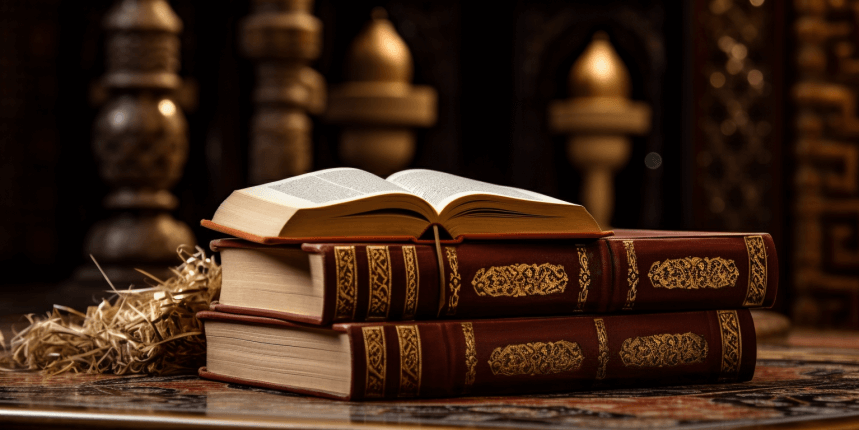 An open Quran with Arabic calligraphy, symbolizing the connection between the Quran and Sunnah in Islam.