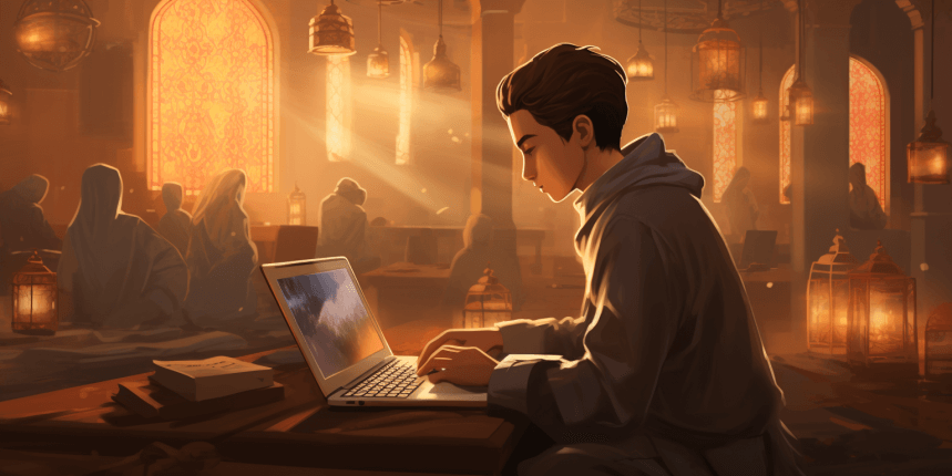 Students engaged in Quranic studies, either in a traditional classroom or through online learning