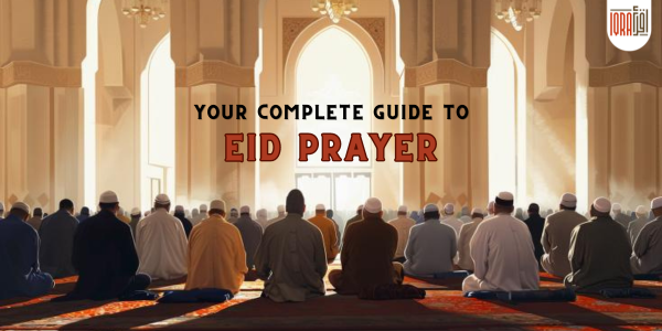 modern, vibrant illustration that reflects the joyful atmosphere of Ramadan and Eid, featuring happy children and Muslims gathering together. This design is filled with bright, cheerful colors to reflect the excitement and communal spirit of the occasion